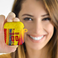 Personalized Colombia Soccer AirPods Case Floral Folk Pattern - Retro Football Player Art