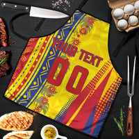 Personalized Colombia Soccer Apron Floral Folk Pattern - Retro Football Player Art