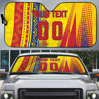 Personalized Colombia Soccer Auto Sun Shade Floral Folk Pattern - Retro Football Player Art