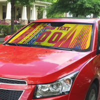 Personalized Colombia Soccer Auto Sun Shade Floral Folk Pattern - Retro Football Player Art