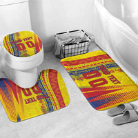 Personalized Colombia Soccer Bathroom Set Floral Folk Pattern - Retro Football Player Art
