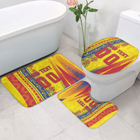 Personalized Colombia Soccer Bathroom Set Floral Folk Pattern - Retro Football Player Art