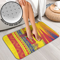 Personalized Colombia Soccer Bathroom Set Floral Folk Pattern - Retro Football Player Art