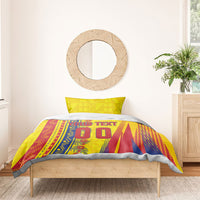 Personalized Colombia Soccer Bedding Set Floral Folk Pattern - Retro Football Player Art
