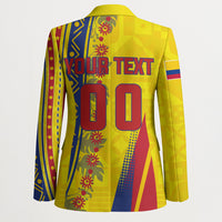 Personalized Colombia Soccer Blazer Floral Folk Pattern - Retro Football Player Art