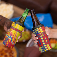 Personalized Colombia Soccer 4 in 1 Can Cooler Tumbler Floral Folk Pattern - Retro Football Player Art