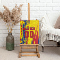 Personalized Colombia Soccer Canvas Wall Art Floral Folk Pattern - Retro Football Player Art