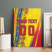 Personalized Colombia Soccer Canvas Wall Art Floral Folk Pattern - Retro Football Player Art