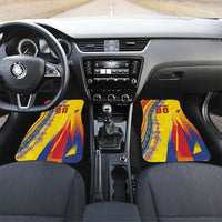 Personalized Colombia Soccer Car Mats Floral Folk Pattern - Retro Football Player Art
