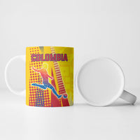 Personalized Colombia Soccer Ceramic Mug Floral Folk Pattern - Retro Football Player Art
