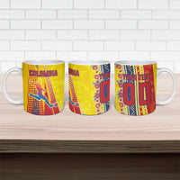 Personalized Colombia Soccer Ceramic Mug Floral Folk Pattern - Retro Football Player Art