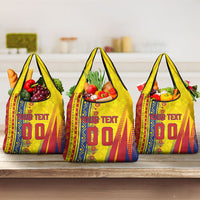 Personalized Colombia Soccer Grocery Bag Floral Folk Pattern - Retro Football Player Art