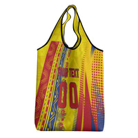 Personalized Colombia Soccer Grocery Bag Floral Folk Pattern - Retro Football Player Art