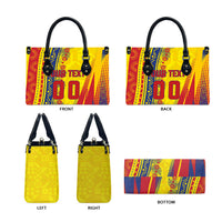Personalized Colombia Soccer Leather Bag Floral Folk Pattern - Retro Football Player Art