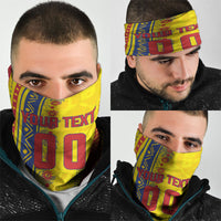 Personalized Colombia Soccer Neck Gaiter Floral Folk Pattern - Retro Football Player Art