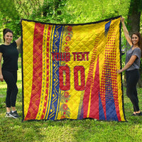 Personalized Colombia Soccer Quilt Floral Folk Pattern - Retro Football Player Art