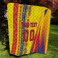 Personalized Colombia Soccer Quilt Floral Folk Pattern - Retro Football Player Art