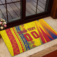 Personalized Colombia Soccer Rubber Doormat Floral Folk Pattern - Retro Football Player Art