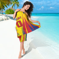 Personalized Colombia Soccer Sarong Floral Folk Pattern - Retro Football Player Art