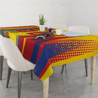 Personalized Colombia Soccer Tablecloth Floral Folk Pattern - Retro Football Player Art