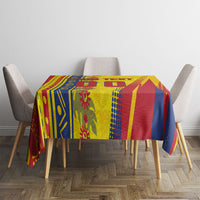 Personalized Colombia Soccer Tablecloth Floral Folk Pattern - Retro Football Player Art