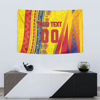 Personalized Colombia Soccer Tapestry Floral Folk Pattern - Retro Football Player Art