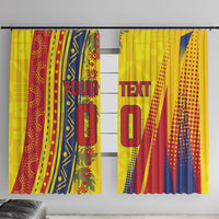 Personalized Colombia Soccer Window Curtain Floral Folk Pattern - Retro Football Player Art