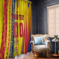 Personalized Colombia Soccer Window Curtain Floral Folk Pattern - Retro Football Player Art