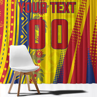 Personalized Colombia Soccer Window Curtain Floral Folk Pattern - Retro Football Player Art