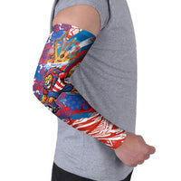 Personalized Paraguay Soccer Arm Sleeves Lion Football Mascot - Guarani Folk Art - Traditional Harp And Guitar
