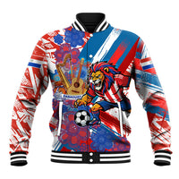 Personalized Paraguay Soccer Baseball Jacket Lion Football Mascot - Guarani Folk Art - Traditional Harp And Guitar