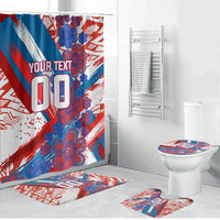 Personalized Paraguay Soccer Bathroom Set Lion Football Mascot - Guarani Folk Art - Traditional Harp And Guitar