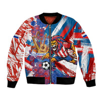 Personalized Paraguay Soccer Bomber Jacket Lion Football Mascot - Guarani Folk Art - Traditional Harp And Guitar