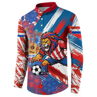 Personalized Paraguay Soccer Button Sweatshirt Lion Football Mascot - Guarani Folk Art - Traditional Harp And Guitar