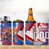 Personalized Paraguay Soccer 4 in 1 Can Cooler Tumbler Lion Football Mascot - Guarani Folk Art - Traditional Harp And Guitar