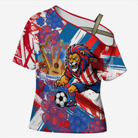 Personalized Paraguay Soccer Cross Shoulder Shirt Lion Football Mascot - Guarani Folk Art - Traditional Harp And Guitar