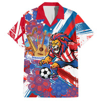 Personalized Paraguay Soccer Hawaiian Shirt Lion Football Mascot - Guarani Folk Art - Traditional Harp And Guitar