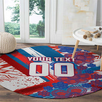 Personalized Paraguay Soccer Round Carpet Lion Football Mascot - Guarani Folk Art - Traditional Harp And Guitar