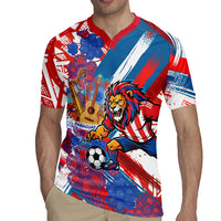 Personalized Paraguay Soccer Rugby Jersey Lion Football Mascot - Guarani Folk Art - Traditional Harp And Guitar