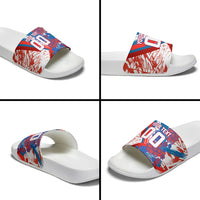 Personalized Paraguay Soccer Slide Sandals Lion Football Mascot - Guarani Folk Art - Traditional Harp And Guitar