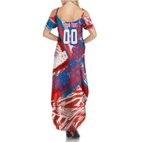 Personalized Paraguay Soccer Summer Maxi Dress Lion Football Mascot - Guarani Folk Art - Traditional Harp And Guitar