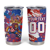Personalized Paraguay Soccer Tumbler Cup Lion Football Mascot - Guarani Folk Art - Traditional Harp And Guitar
