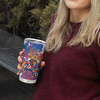 Personalized Paraguay Soccer Tumbler Cup Lion Football Mascot - Guarani Folk Art - Traditional Harp And Guitar