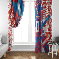 Personalized Paraguay Soccer Window Curtain Lion Football Mascot - Guarani Folk Art - Traditional Harp And Guitar