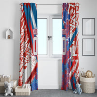 Personalized Paraguay Soccer Window Curtain Lion Football Mascot - Guarani Folk Art - Traditional Harp And Guitar