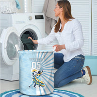 Personalized Uruguay Soccer Laundry Basket Cultural Dance Drums Sun Emblem Dynamic Flag