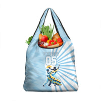 Personalized Uruguay Soccer Grocery Bag Cultural Dance Drums Sun Emblem Dynamic Flag