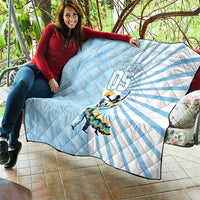 Personalized Uruguay Soccer Quilt Cultural Dance Drums Sun Emblem Dynamic Flag