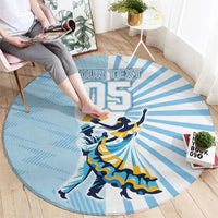 Personalized Uruguay Soccer Round Carpet Cultural Dance Drums Sun Emblem Dynamic Flag
