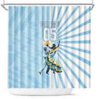 Personalized Uruguay Soccer Shower Curtain Cultural Dance Drums Sun Emblem Dynamic Flag